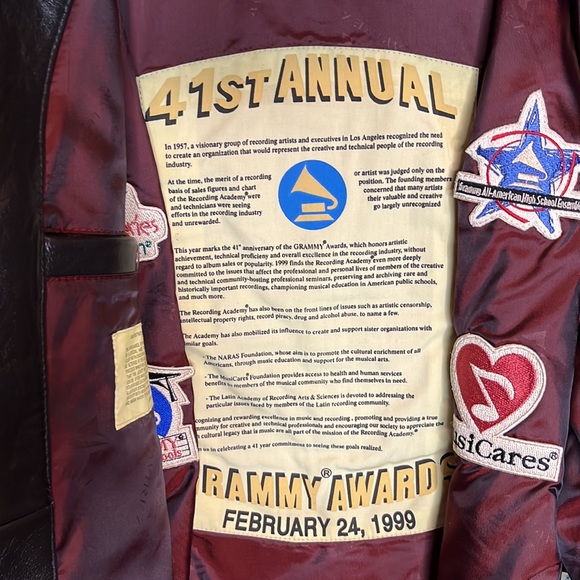 Grammys Vintage Avirex Varsity leather jacket from the 41st Grammy Awards - Picture 15 of 16